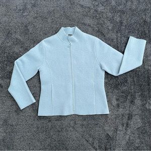 Eileen Fisher Boiled Wool Zip Petite Jacket Boxy Blue